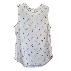 Equipment Femme 100% Silk Sleeveless Popover Blouse Martini Glass Cocktails